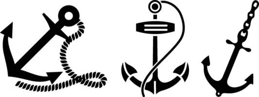 Anchor icon set . Anchor symbol silhouette illustration vector