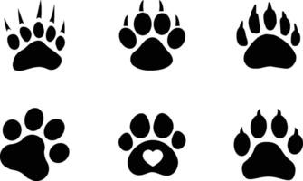 Set of different pet paw print. Paw icon set collection illustration vector
