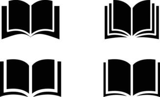 Black open book icon set, Different books icon set, Book icons illustration vector