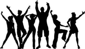 Group of Happy Men and Women in Black Silhouette illustration vector