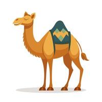 Cute dromedary camel in the desert. Camel icon. Flat style illustration. vector