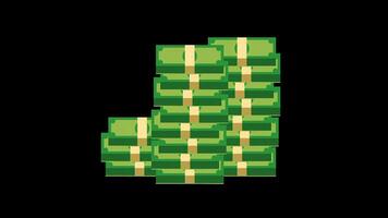 Animated green cash dollar money on transparent background, can be used for overlay on business content. video