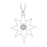 black and white Christmas tree decoration in the shape of a star with a pattern on a white background. vector