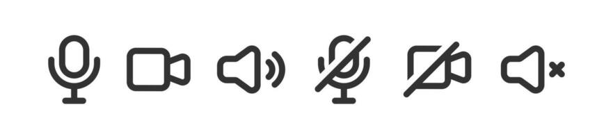 icon. Microphone sign. Sound and mute buttons. call interface. vector