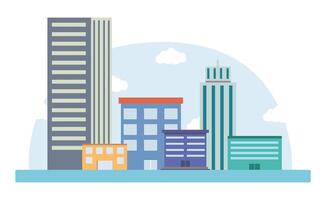 flat illustration of urban design with some simple tall buildings. vector
