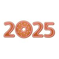 The year 2025 in the form of gingerbread with icing painting vector