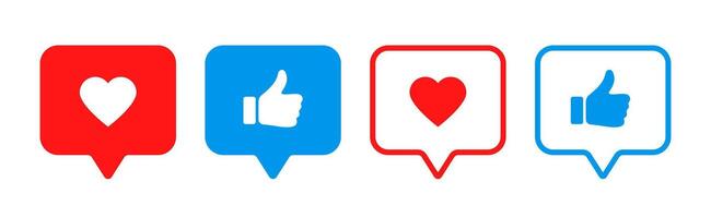 Social media follow and like notification icon symbols. Icons for websites, apps and UI UX vector