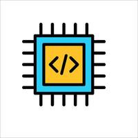 A computer processor with the word html written on it vector