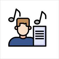 A man with a sheet of paper and music notes vector