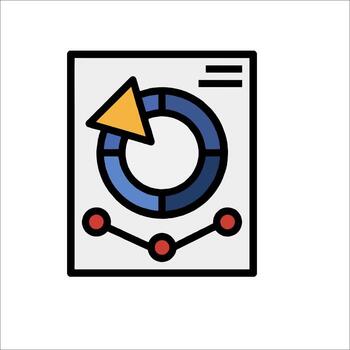 A flat icon of a computer screen with a clock on it vector