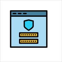 A computer screen with a shield icon vector