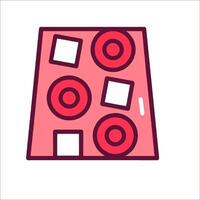A pink square with four circles on it vector