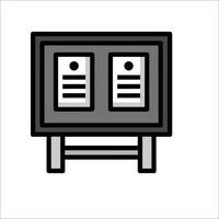 A black and white icon of a desk with two drawers vector