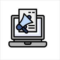 a laptop with a megaphone on top of it vector
