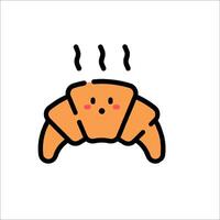 A croissant with a face and a smile vector