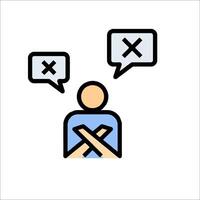 A man with crossed arms and speech bubbles vector