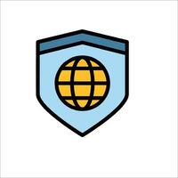 A globe in a shield with a shield on top vector