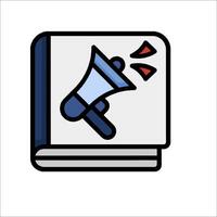 A book with a megaphone icon on it vector