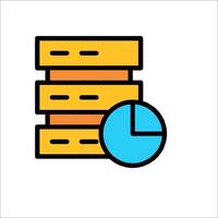 A stack of data and a clock icon vector