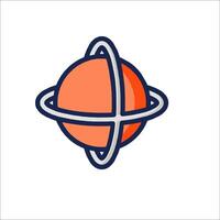 An orange and blue planet with a ring around it vector