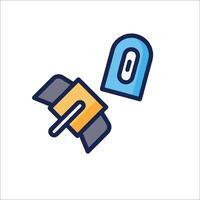 A blue and yellow lock and a key icon vector