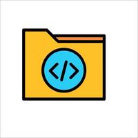 A folder icon with a code symbol on it vector