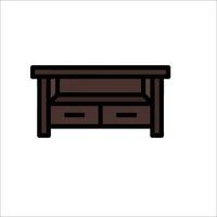 A wooden table with two drawers on it vector