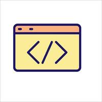 A computer screen with a code symbol on it vector