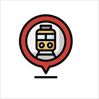 A train icon with a red circle around it vector
