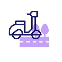 A scooter is shown in a line icon vector