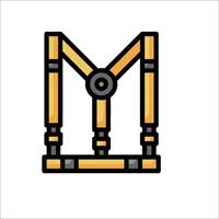 A yellow and black strap with a letter m on it vector