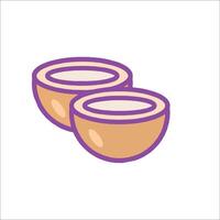Two coconut bowls on a white background vector