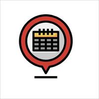 A calendar icon with a pin pointing to it vector