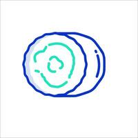 A blue and green drawing of a sushi roll vector