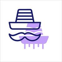 A hat and mustache icon on a white background vector