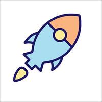 A rocket ship icon in a flat style vector
