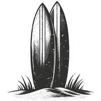 Coastal Scene with Standing Surfboards vector