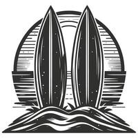 Upright Surfboards with Sand Background vector