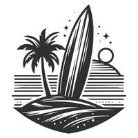 Beach Scene with Standing Surfboards vector
