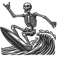 Skeleton Illustration on Surfboard vector