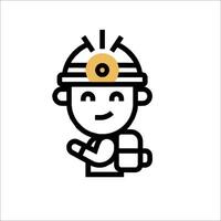 A cartoon character with a helmet and a backpack vector