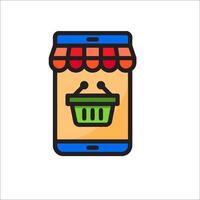 A smartphone with a shopping basket on it vector