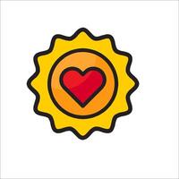 A heart icon in a sunburst vector