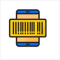 A smartphone with a barcode on it vector
