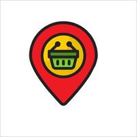 A map pin with a basket in it vector