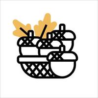 Acorns in basket icon vector