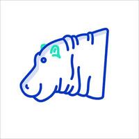 A cartoon hippo head with a blue line around it vector