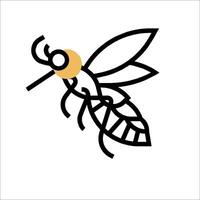 A bee icon with a yellow and black outline vector