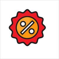 A red and orange badge with a percentage sign vector