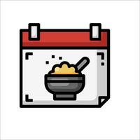 A calendar with a bowl of food on it vector